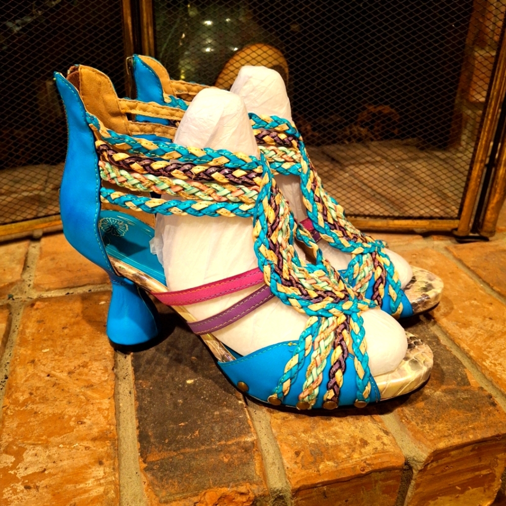 Super Lady Star Braided Coastal Heeled Sandals Women's 7.5M NEW